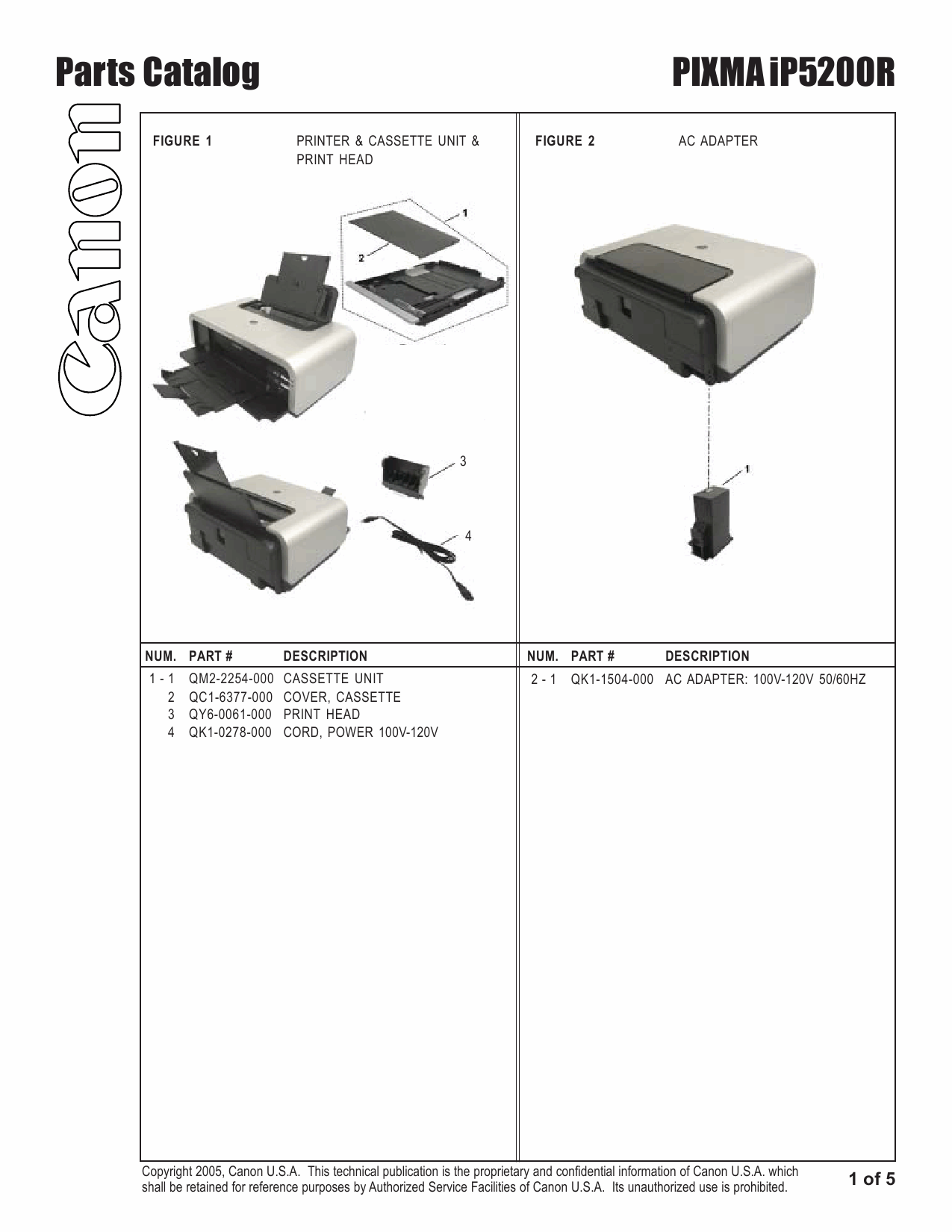 Canon PIXMA iP5200R Parts Catalog-2